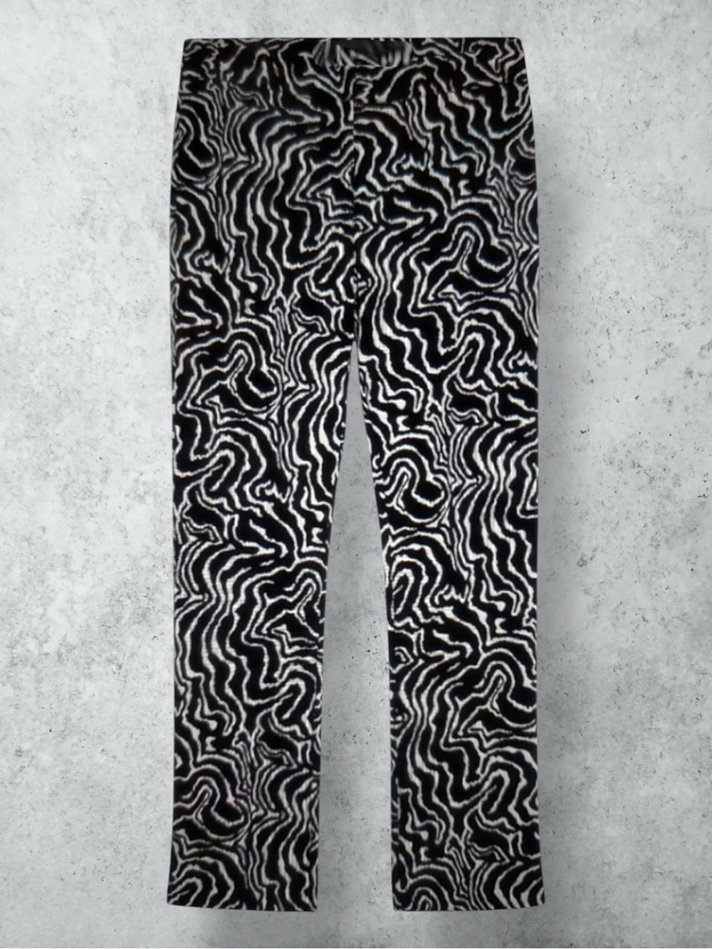 Zara Pants Black White Abstract Swirl Marble Print Psychedelic Glam Maximalism L
